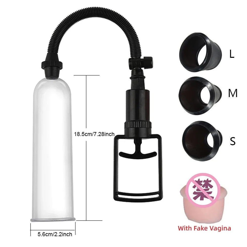 Penis Pump Sex Toys for Men Male Masturbator Penis Extender Vacuum Pump Penis Enlargement Enhancer Dick Trainer Massager Ring