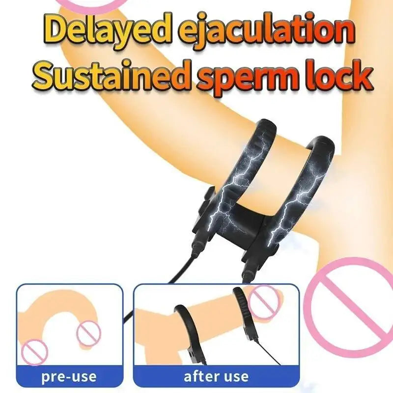 Electric Shock Penis Ring Sex Toy For Men Electro Stimulation Device Delay Ejaculation Bdsm Couple Play Enhancer Adult Gadget