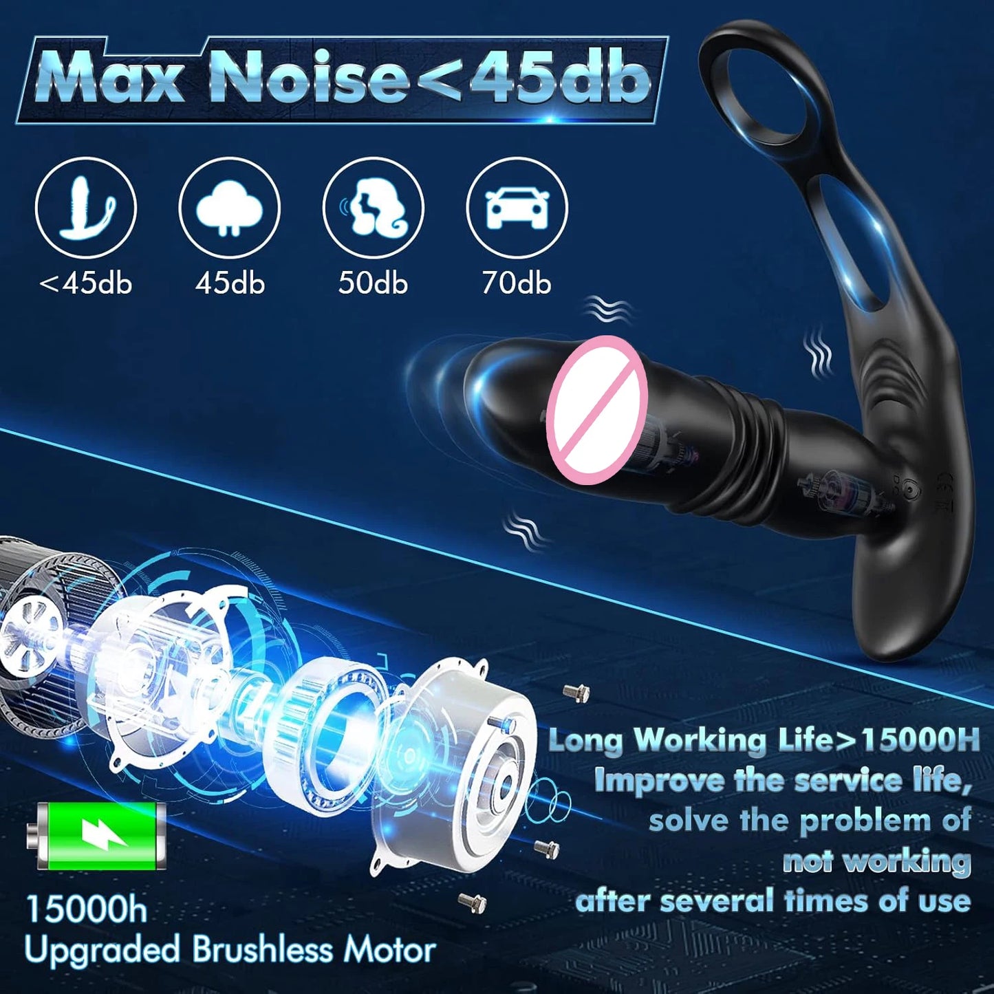 Male Prostate Massage Telescoping Vibrator Anal Butt Plug Vibrator Delay Ejaculation Penis Ring Dildos Sex Toys for Men Gay 18+