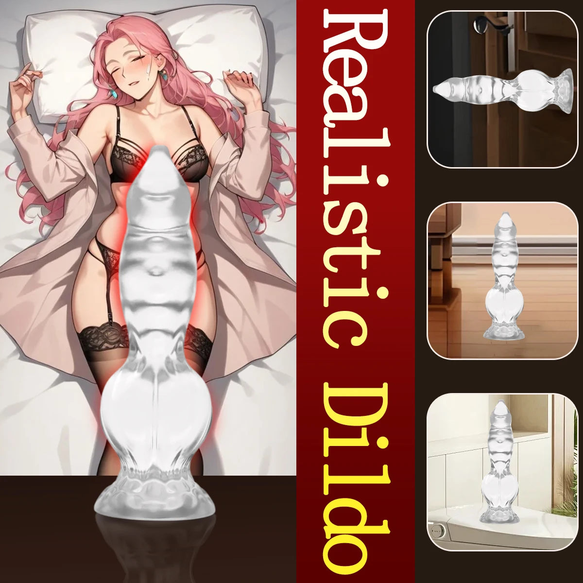 Dog Knot Dildo Soft Anal Plug Realistic Dildo Anal Trainer Adult Sex Toys with Strong Suction Cup Anus Dilator Masturbator