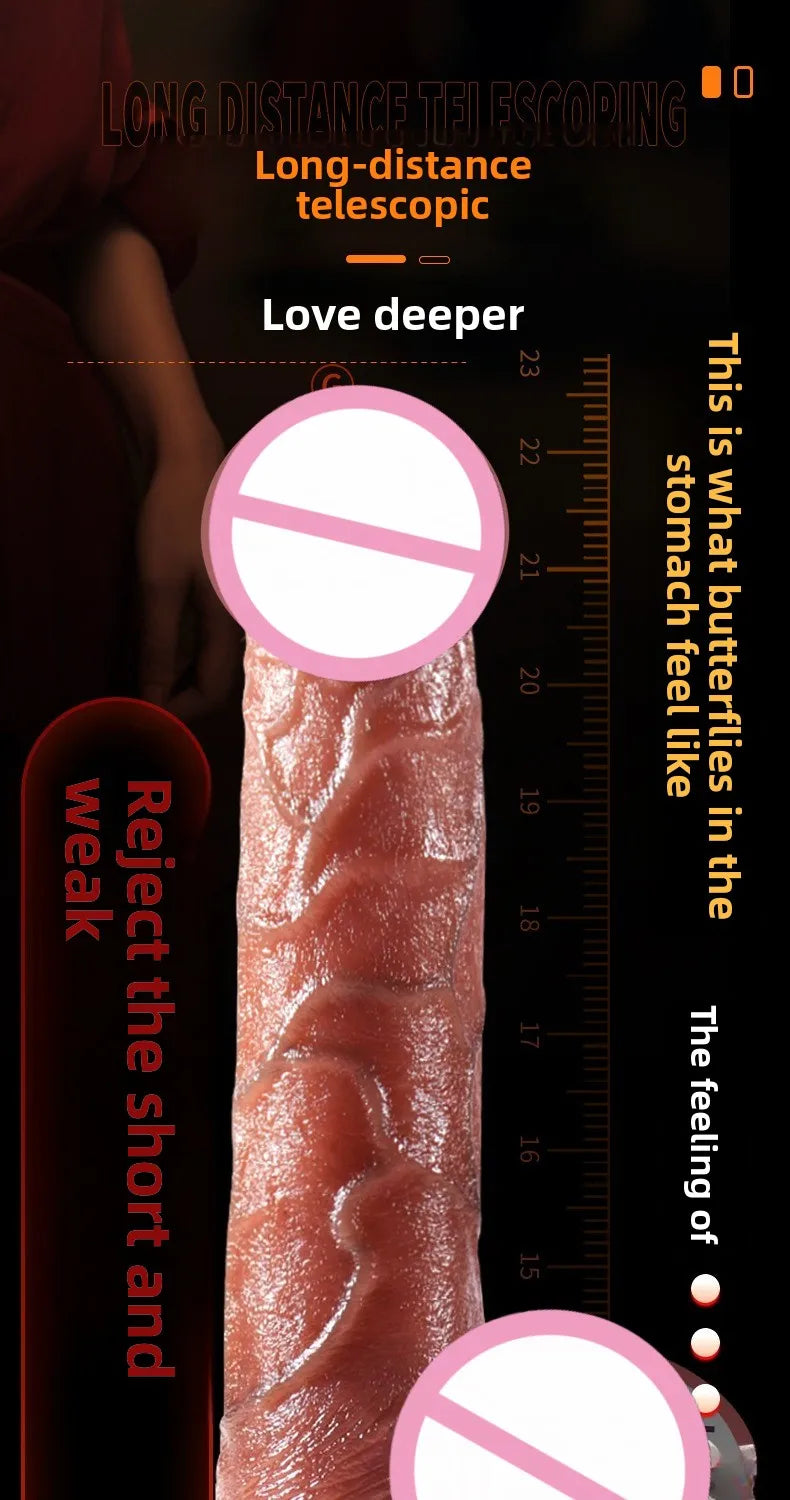 Silicone Foreskin Dildo with Telescopic Rocking Vibrator Anal Plug Female Masturbator Clitoral Massage Sex Toy for Women