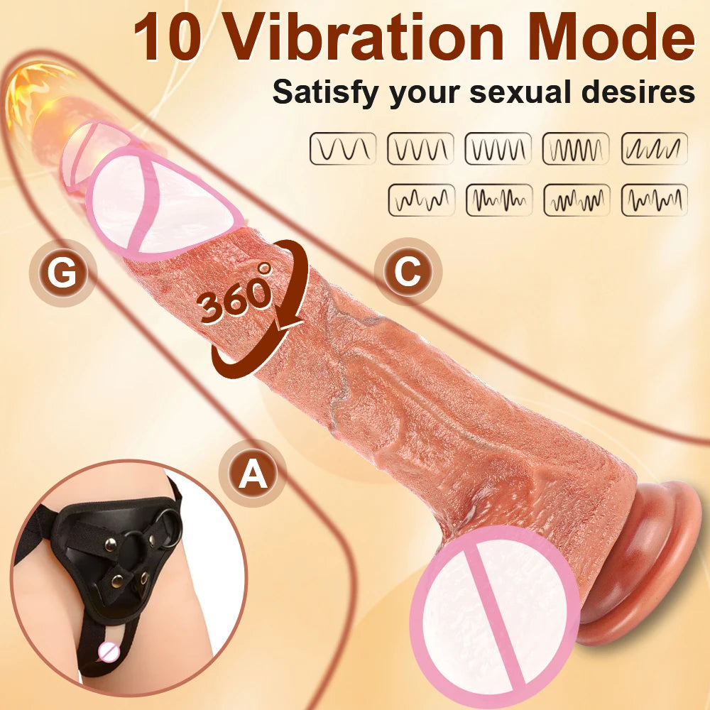 Telescopic Vibrator Dildo Realistic Vaginal Masturbation Orgasm Big Penis Anal Plug Rotating Big Cock Sex Toys For Women Gay