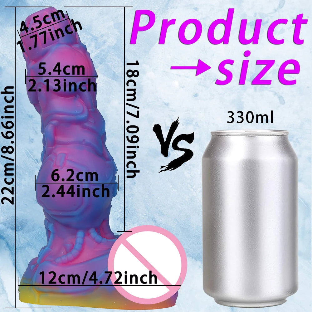 8.66-inch dog wolf dildo made of silicone, with large tubercle suction cup, suitable for G-spot male and female couples