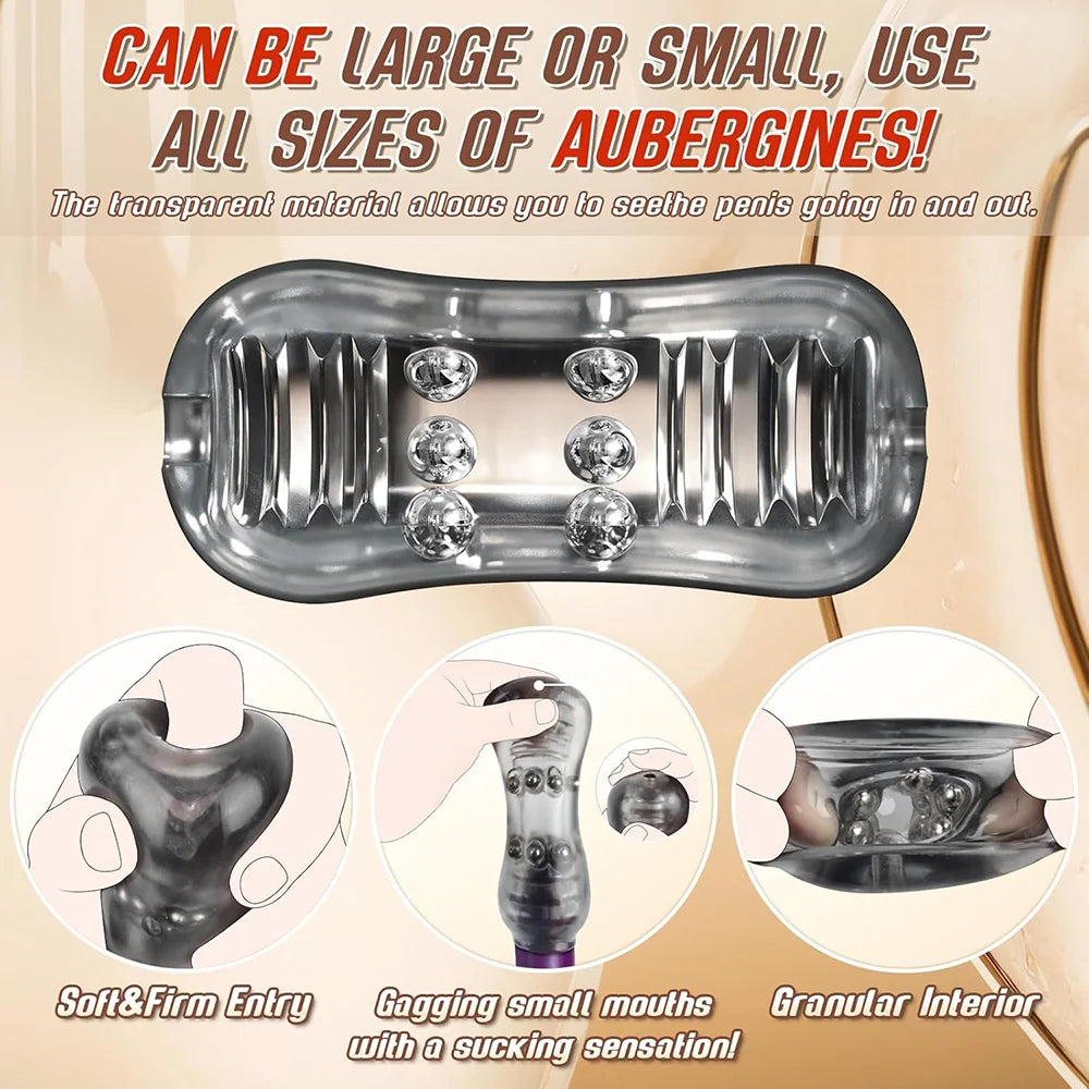 Manual Male Masturbator with 12 Extruded Beads,3D Realistic Pocket Pussy Sleeve Stroker,Glans Trainer Stimulator,Sex Toy for Men