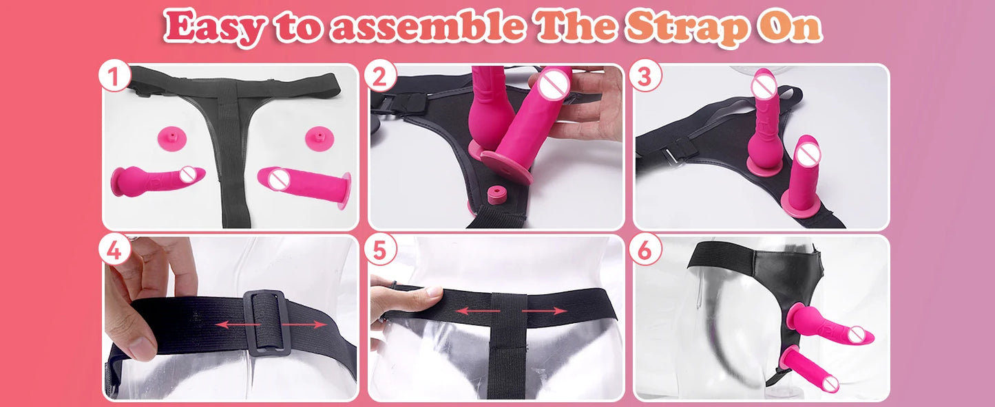 Double Strapon Dildo Dual Penetration Penis with Belt,Sexual Harness with Double Penis for Adults,Sexy You for Women Lesbian