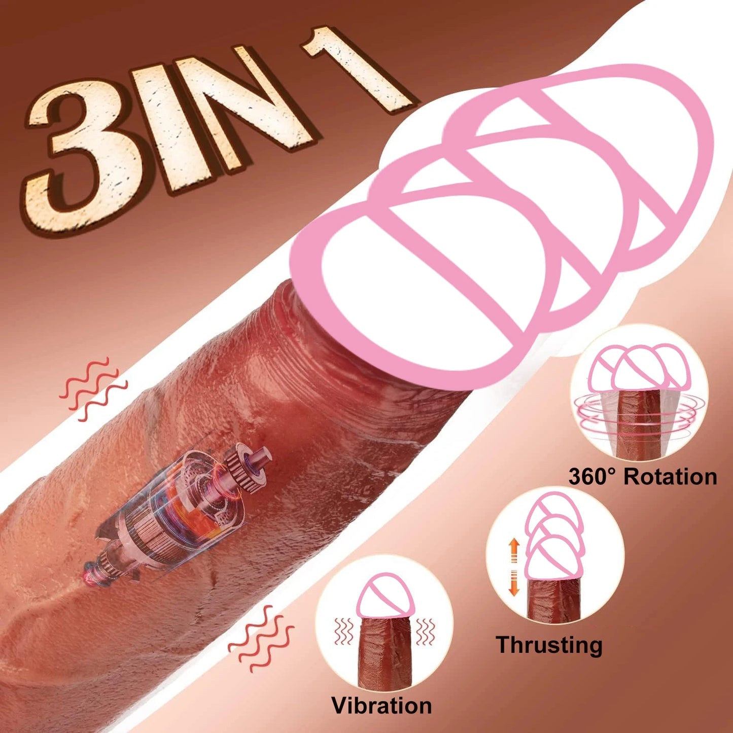 Realistic Dildos Vibrator Big Penis Telescopic Heating Silicone Female Dildos for G Spot Anal Stimulation Vibrators for Women 18