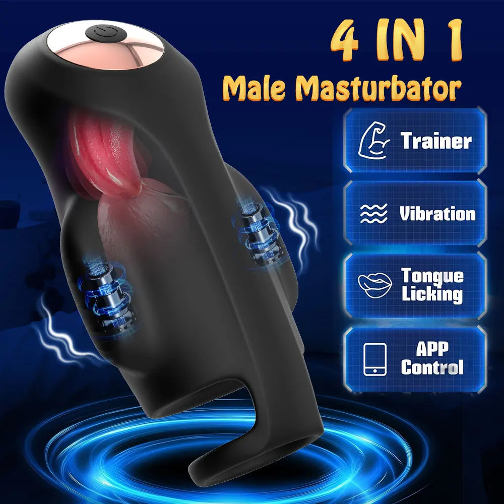 Sex Toys Male Masturbator Penis Vibrator 9 Vibrating & Licking Stroker with App Control 360° Wrapping Adult Sex Toy Sex Machine