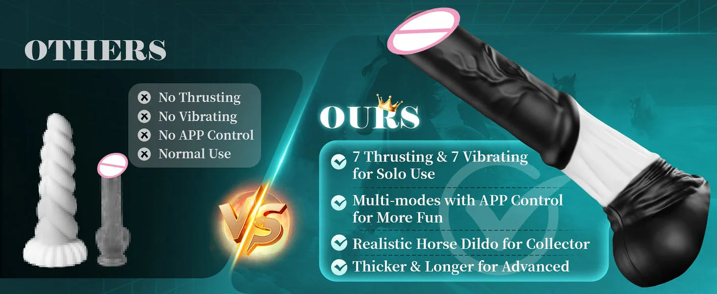 HESEKS 4IN1 Thrusting Horse Dildo Vibrator Big Monster Dildos with Remote Control Anal Stimulator Female Masturbator for Women