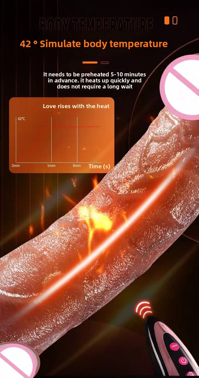 Silicone Foreskin Dildo with Telescopic Rocking Vibrator Anal Plug Female Masturbator Clitoral Massage Sex Toy for Women