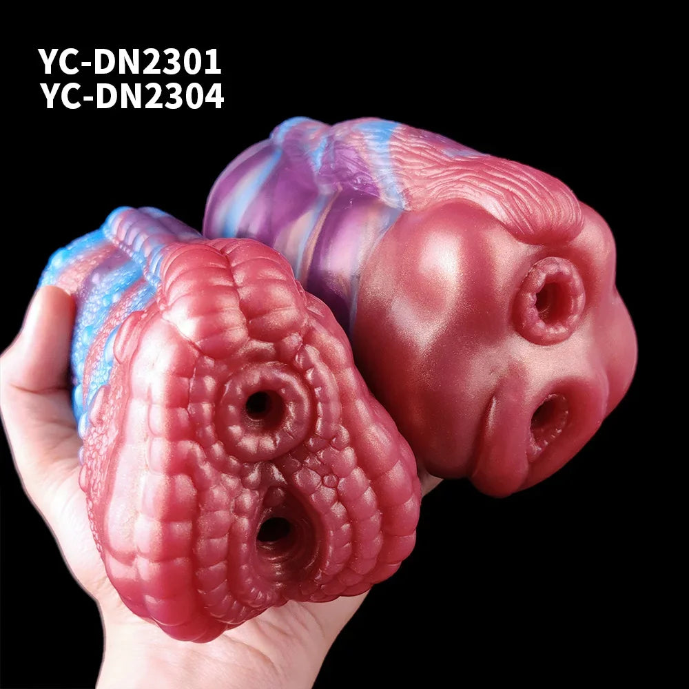 HMYAD Men Masturbator Silicone Sex Toy For Adult 18+ Anal Vaginal Dual Channel Penis Stimulator Massager Pussy Fetish