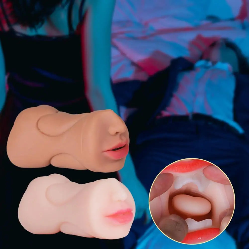 3-in-1 Realistic Male Masturbator Vaginal/Oral/Anal Silicone Toy with Suction Vibration, Hands-Free Sex Cup for Men