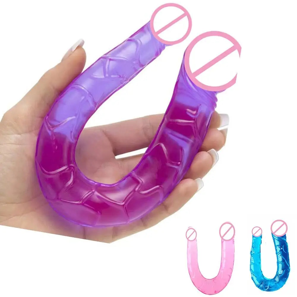 U Double Headed Realistic Dildo Ideal Adult Sex Toy for Women and Lesbians Stimulates Vagina Anus with Lifelike Texture Premium