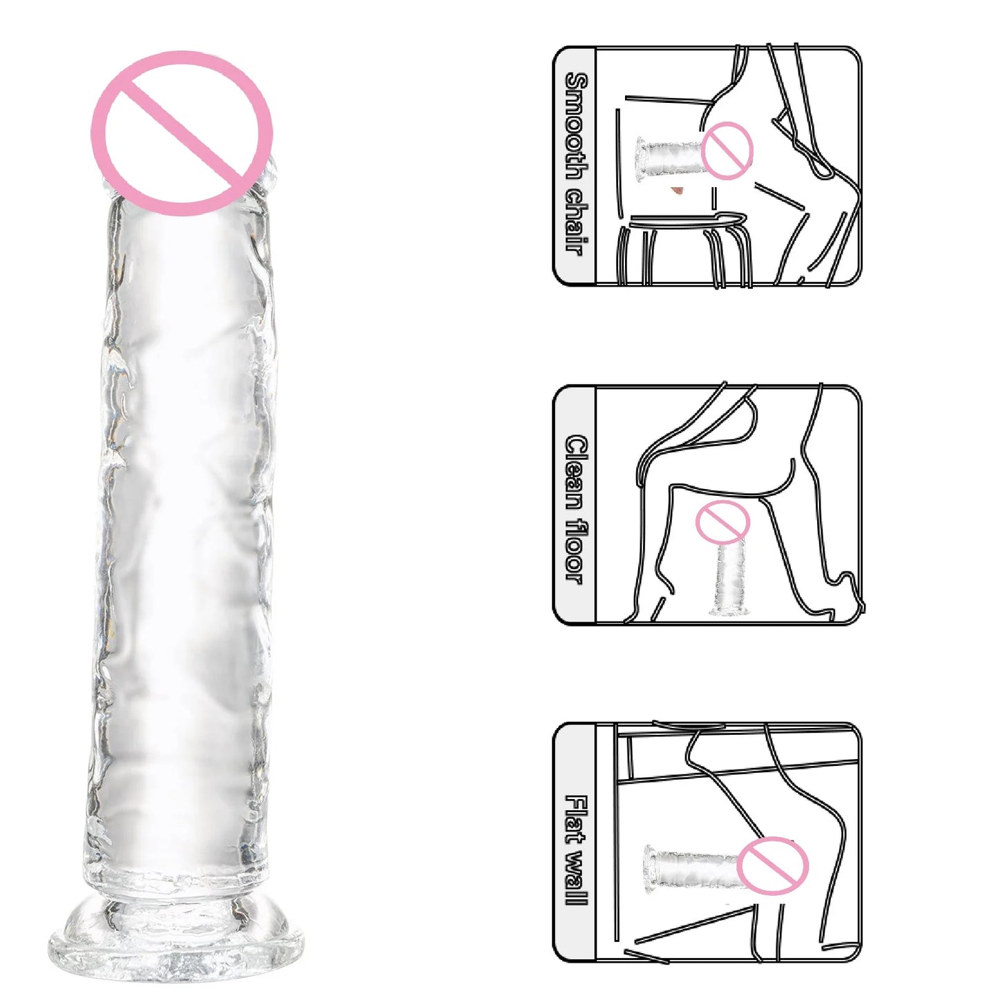 Women Gay Sex Toy ，Dildo for Women，Penis，Cock，Gode，White and Transparent Dildo，Strong Suction Cup，Anal Plug，Easy To Clean，G-spot