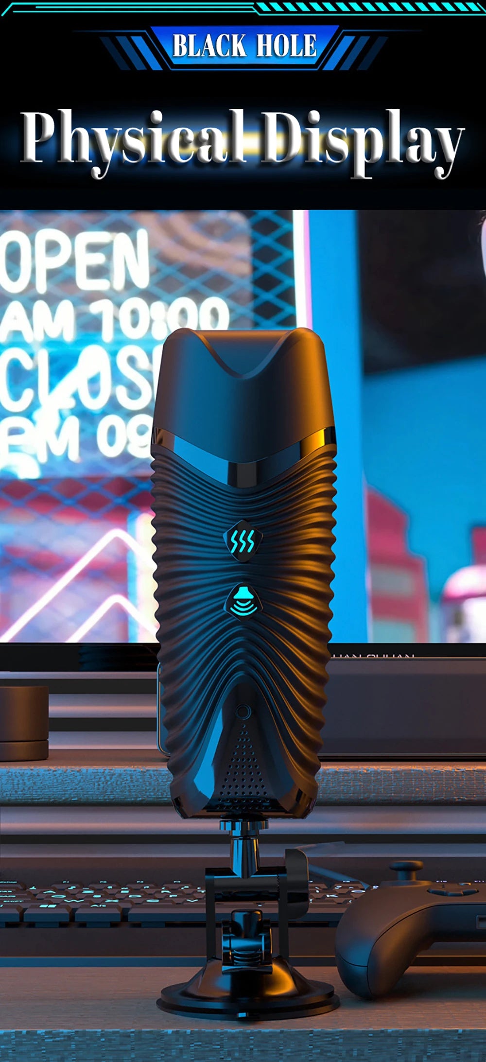 Automatic  Pocket Pussy Male Masturbator Simulated Labia Vagina Intelligent Voice Penis Trainer Bracket Adult Sex Toy For Men