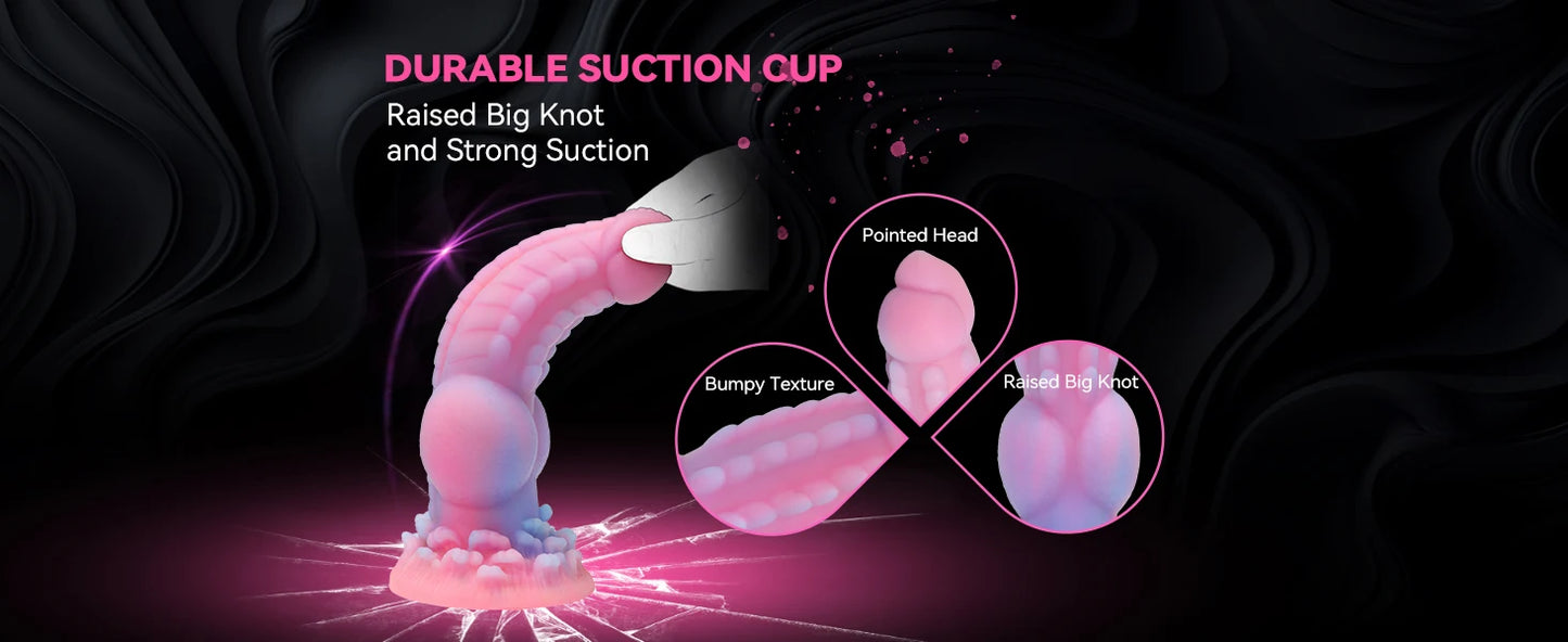Realistic Dog Dildo 8.5inch Fantasy Monster Dildos Luminous Silicone Thick Pink Dildo Anal Toy with Suction Cup for Women Men