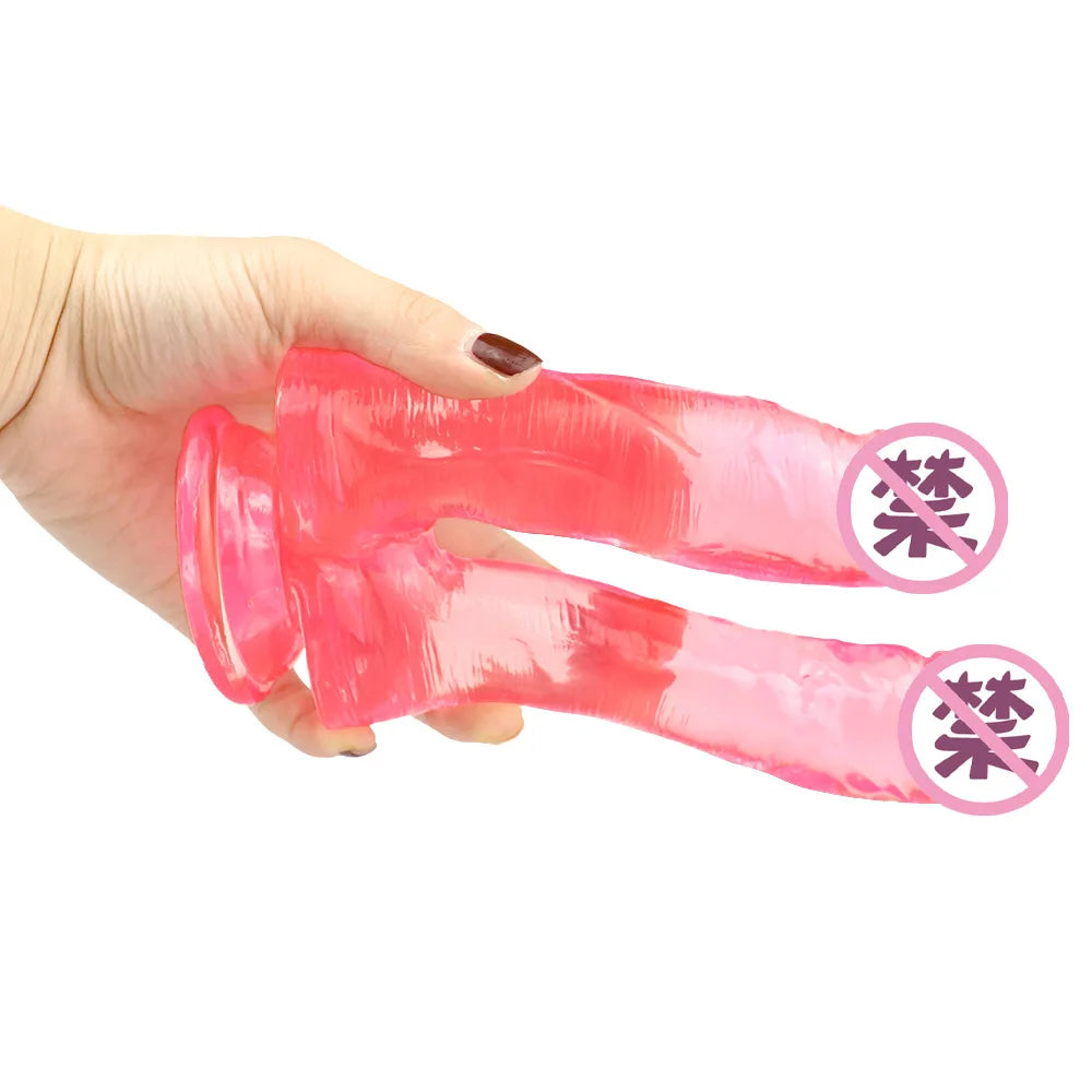 Realistic Double Ended Dildo Sex Toy for Women or Couples Dual Sided Headed Penetration Dong Device with Simulated Penile Sucker