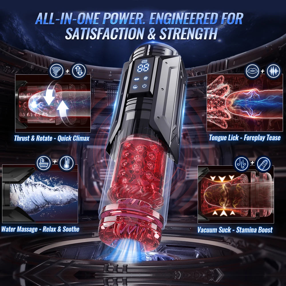 Male Sex Toys for Men with Upgrade 7 Vacuum Pump & 7 Thrusting Rotating Vibrating Sucking Licking LCD Adult Toys Mens Sex Toys