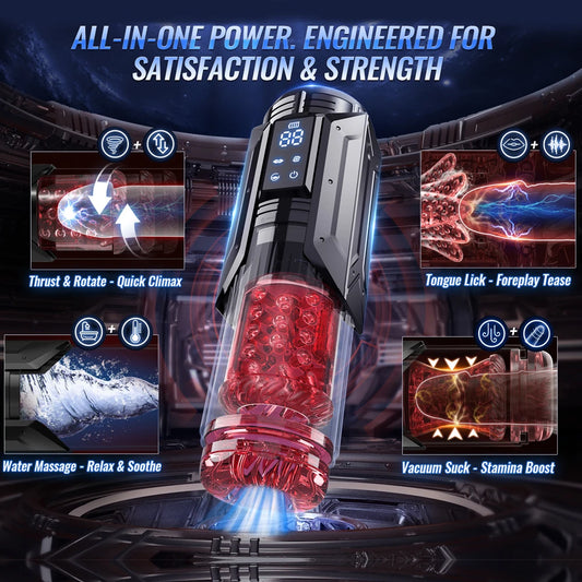 Male Sex Toys for Men with Upgrade 7 Vacuum Pump & 7 Thrusting Rotating Vibrating Sucking Licking LCD Adult Toys Mens Sex Toys