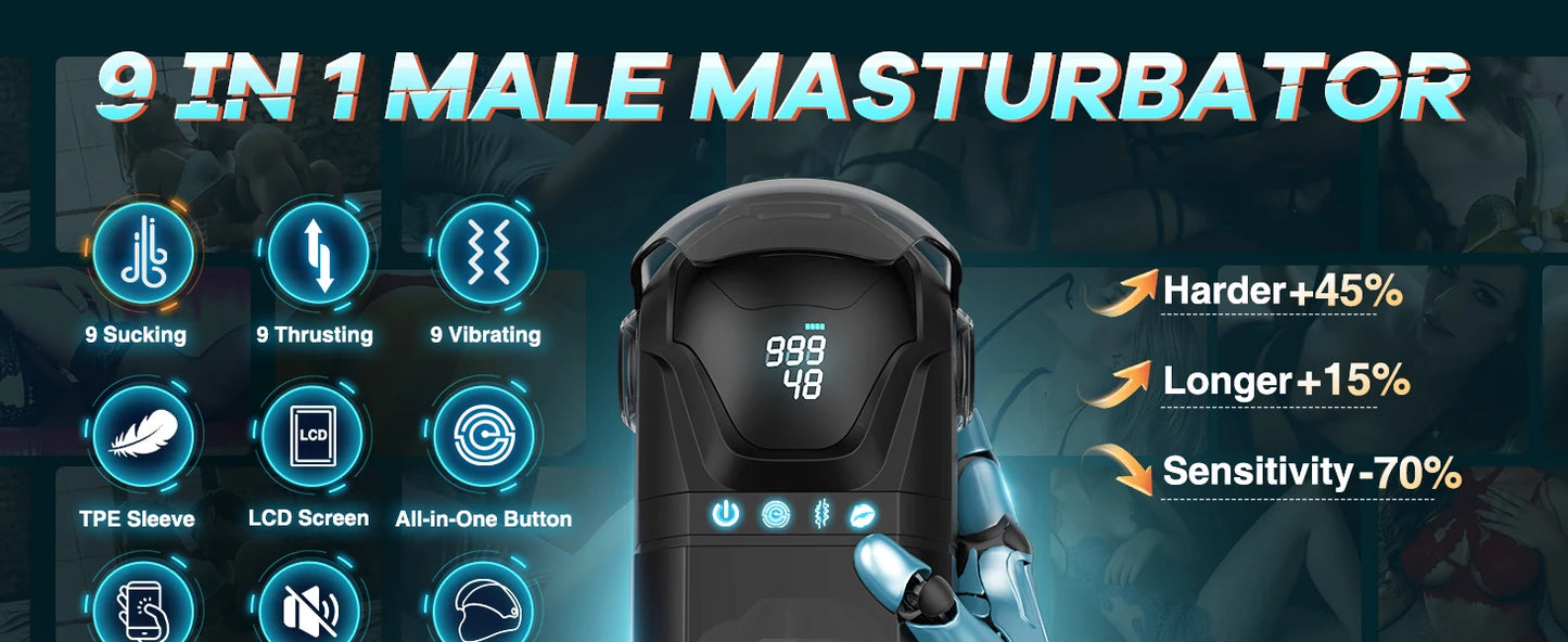 Male Masturbator Mens Sex Toys - Penis Pump Sex Toy for Men, APP Control Adult Toys Pocket Pussy 3D Male Stroker, Visual Blowjob