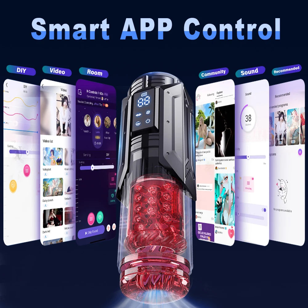 Male Sex Toys for Men with Upgrade 7 Vacuum Pump & 7 Thrusting Rotating Vibrating Sucking Licking LCD Adult Toys Mens Sex Toys