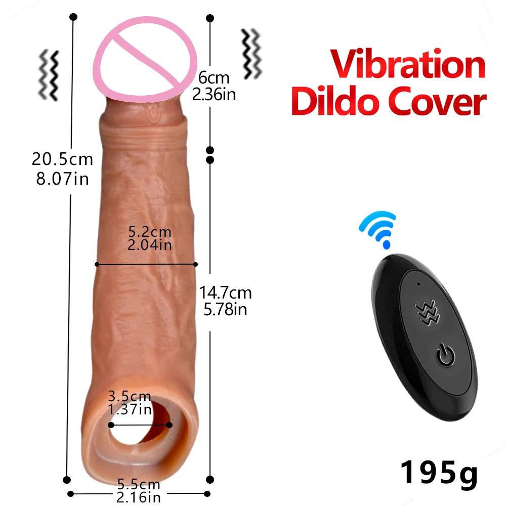 Sex Toy Vibrator for Men Penis Enlargement Sleeve Cover Case Cock Header Enlargement Extension Enhancement Men Silicone Condom