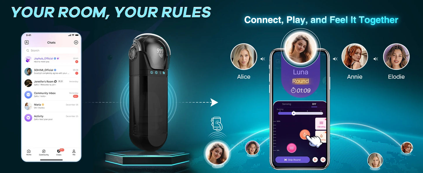 Male Masturbator Mens Sex Toys - Penis Pump Sex Toy for Men, APP Control Adult Toys Pocket Pussy 3D Male Stroker, Visual Blowjob