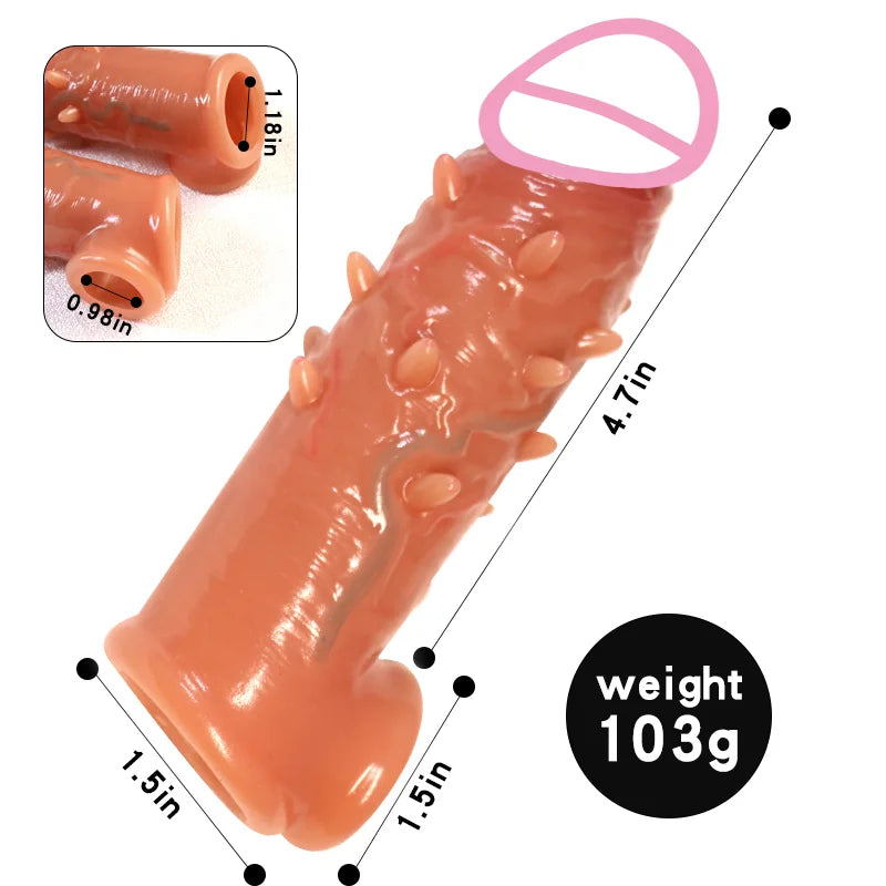 Male Penis Sleeve Sex toys Cock Extender Reusable Condoms Delay Ejaculation Penis Enlargement Silicone Sex Toy For Men Sex Shop