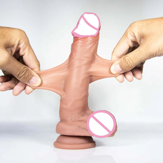 Realistic Dildos for Women Skin Sliding Foreskin Testicles Dildo Anal Vaginal Stimulation Strapon Big Penis Sex Toys for Woman