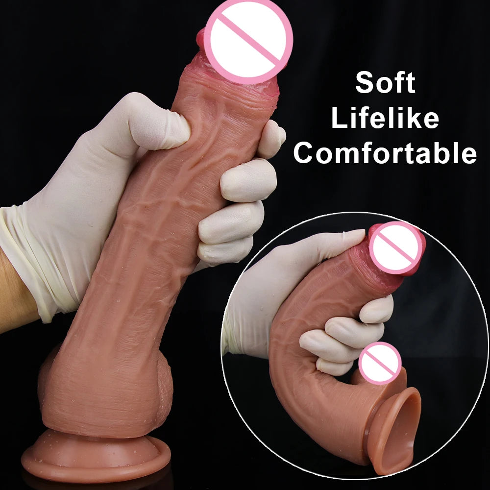 Realistic Dildos for Women Skin Testicles Dildo Anal Vaginal Stimulation Strapon Big Penis Adult Supplies Sex Toys for Woman