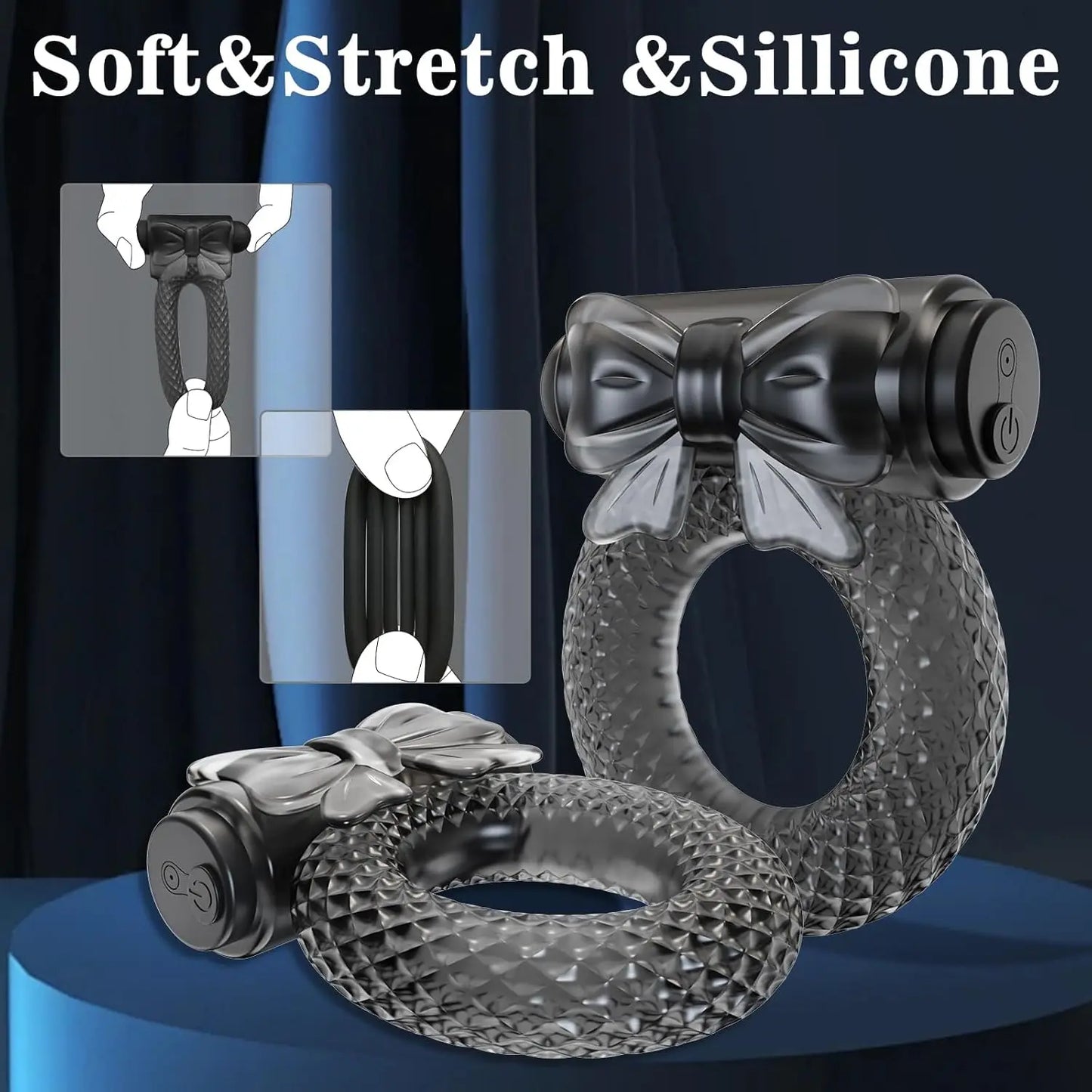 Vibrating Penis Ring Sex Toys for Men Silicone Cock Ring with Mini Vibrator Bullet Male Couple Sex Toy Delay Ejaculation