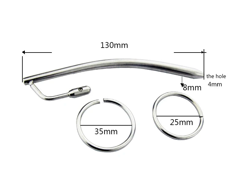 Male Stainless Steel Urethral with 2 Size Cock Ring Penis Urinary Plug Sex Toys Adult Game Stimulate Dilator for Men