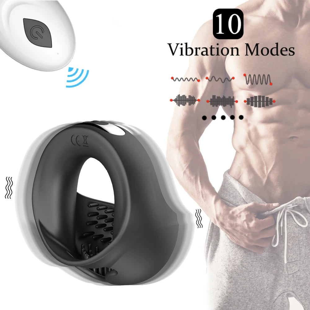 Vibrating Cock Ring Cockring Sex Toys for Men Couple Delay Ejaculation Chastity Testicles Massager Penis Vibrators for Adults 18