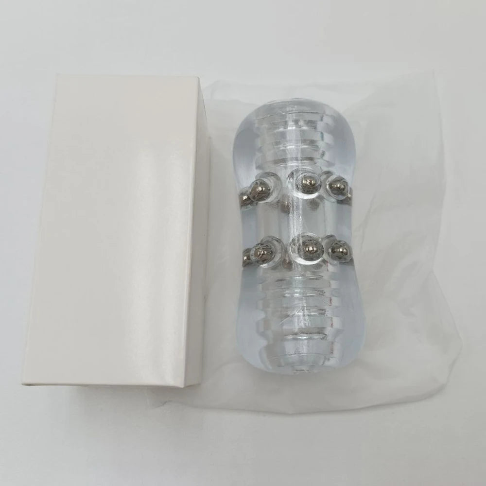 Manual Male Masturbator with 12 Extruded Beads,3D Realistic Pocket Pussy Sleeve Stroker,Glans Trainer Stimulator,Sex Toy for Men