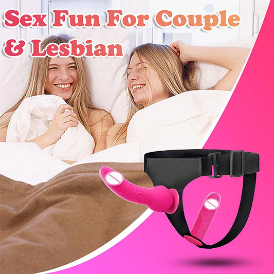 Double Strapon Dildo Dual Penetration Penis with Belt,Sexual Harness with Double Penis for Adults,Sexy You for Women Lesbian