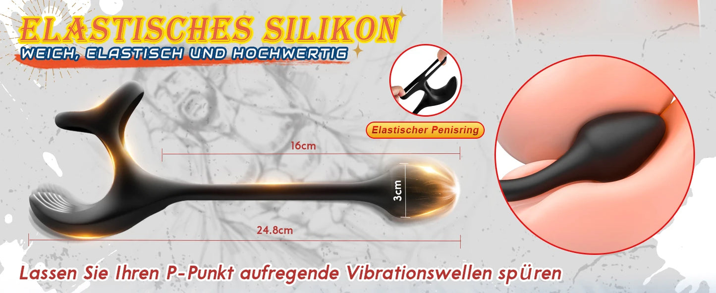 Sex Toy Prostate Massager Vibrator with Vibrating Cock Ring Taint Stimulator Anal Butt Plug Dildo Adult Sex Toys for Men Gay