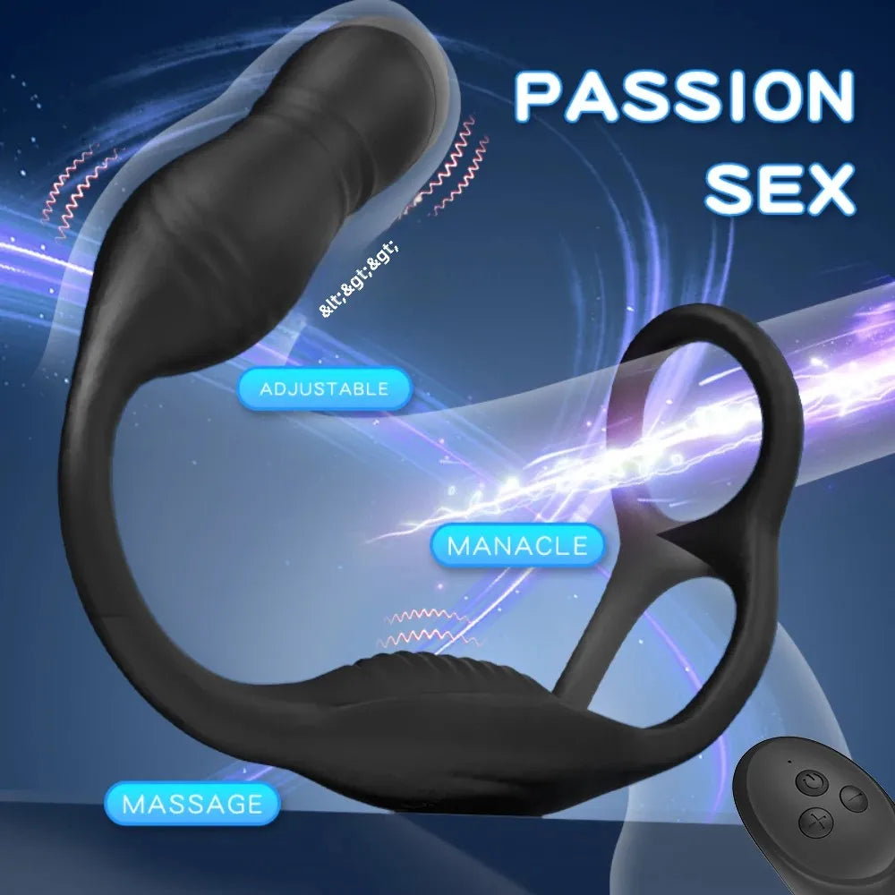 Male Thrusting Prostate Massager Vibrator for Men Gay Anal Plug Delay Ejaculation Wireless Remote Butt Plug Sex Toy for Couples