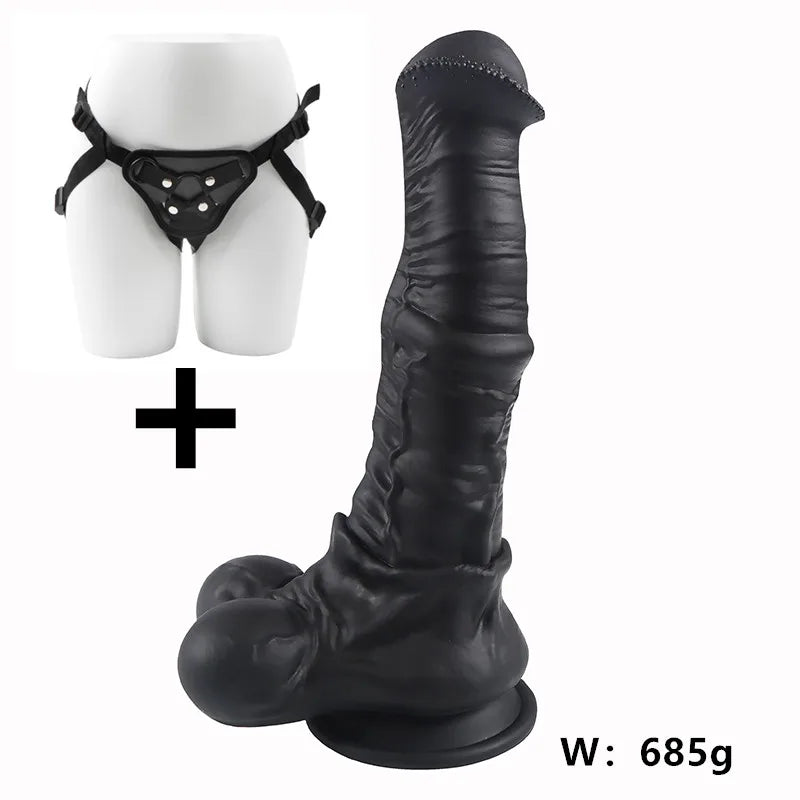 Soft Black Big Realistic Horse Dildo Xxl Animal Long Dildos Toys For Women Adult Toys Sex Toy For Couples Silicone Penis Dick