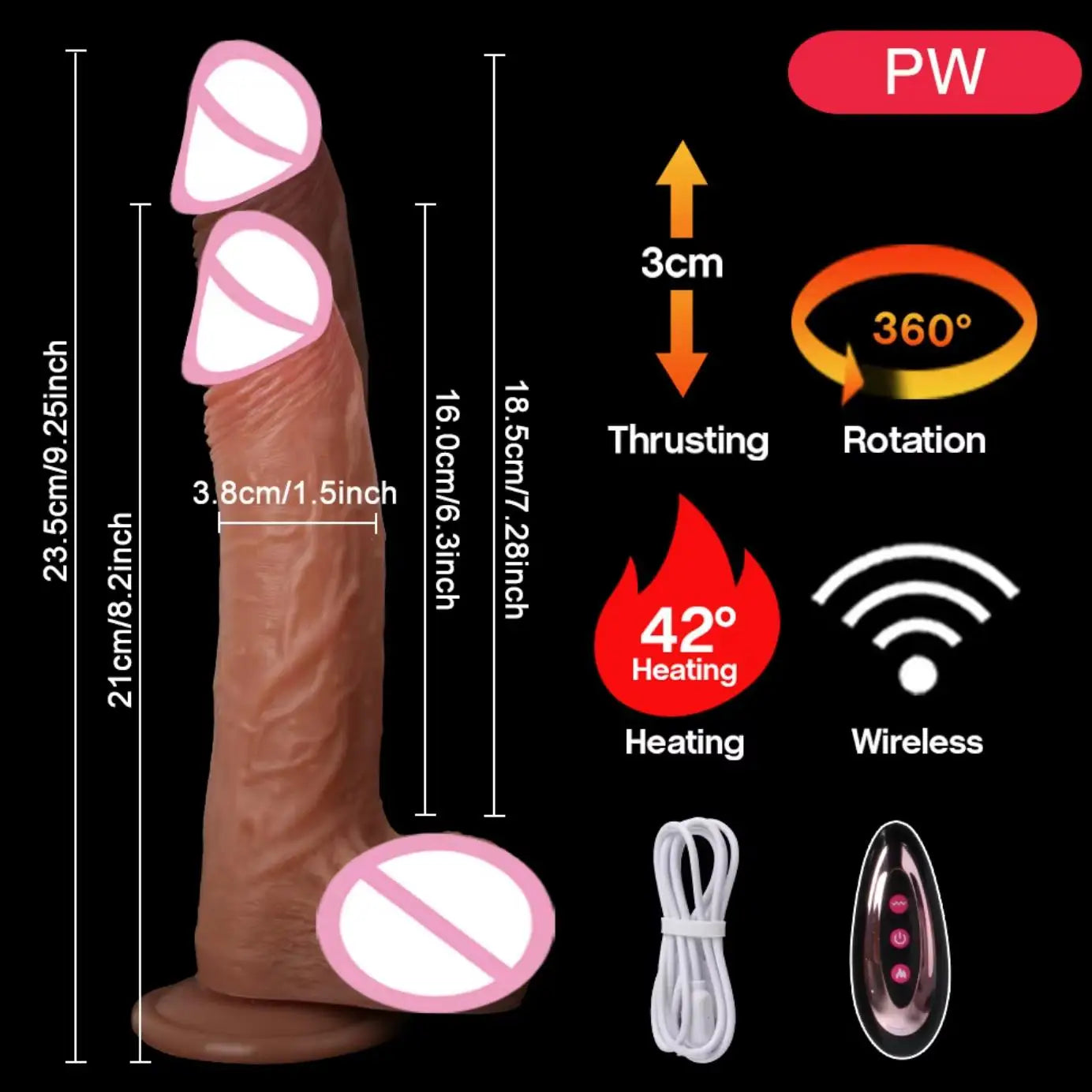 Realistic Dildos Vibrator Big Penis Telescopic Heating Silicone Female Dildos for G Spot Anal Stimulation Vibrators for Women 18