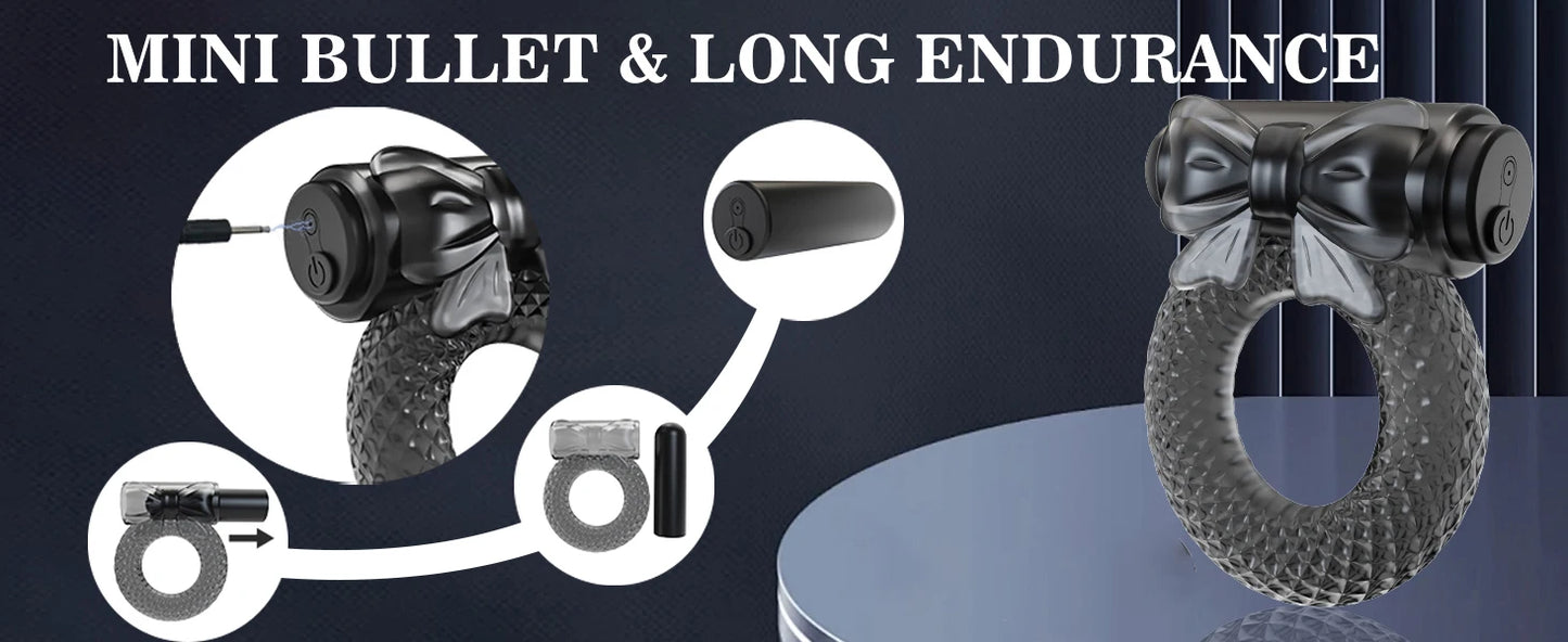 Vibrating Penis Ring Sex Toys for Men Silicone Cock Ring with Mini Vibrator Bullet Male Couple Sex Toy Delay Ejaculation