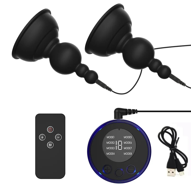 Powerful Breast Pump Sex Toy For Women Men Gay Electric Shock Pulse Breast Pump Vaginal Pump Electro Shock Orgasmic Masturbation