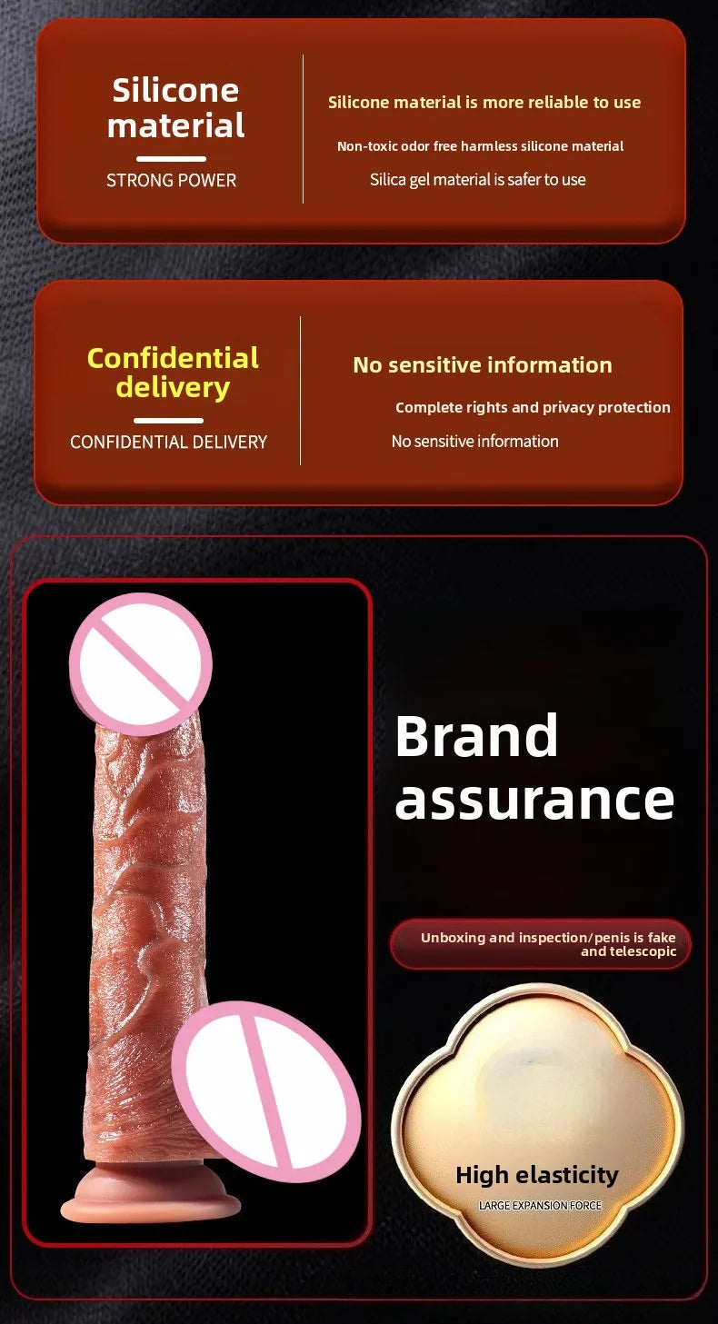 Silicone Foreskin Dildo with Telescopic Rocking Vibrator Anal Plug Female Masturbator Clitoral Massage Sex Toy for Women