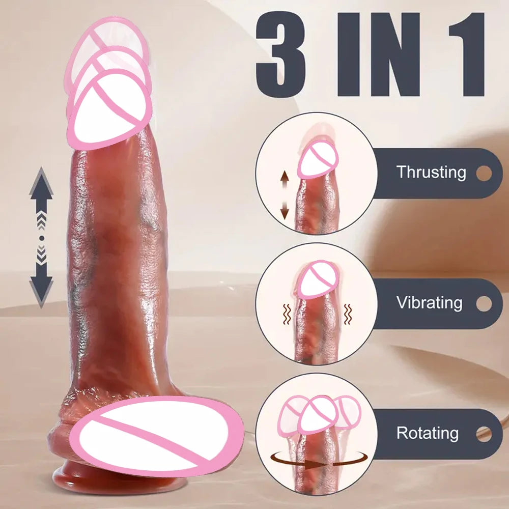 Thick Dildo Big Penis Control Telescopic Vibrator Realistic G-Spot Vagina Masturbation Erotic Cock Sex Toys Sex Machines Gay