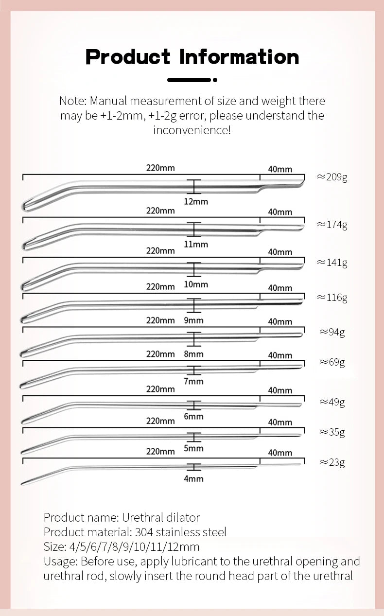 Adult Sex Toys For Men Penis Plug Stretching Male Private Goods Smooth Head Stainless Steel Catheters Urethral Sounds Dilators