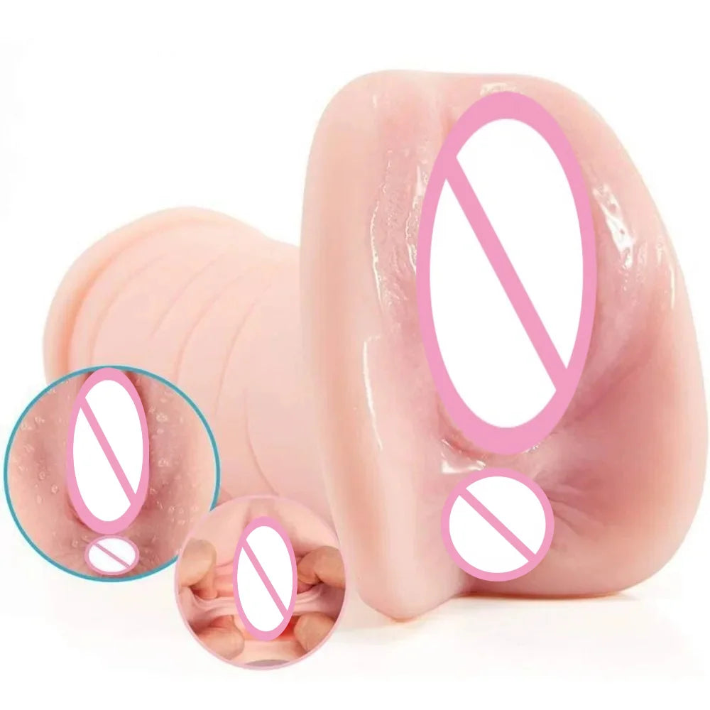 2 in 1 Realistic Vagina Anal Male Masturbator Sex Toys for Men with 3D Sex Portable Flesh Light Sex Doll Pocket Pussy for Men