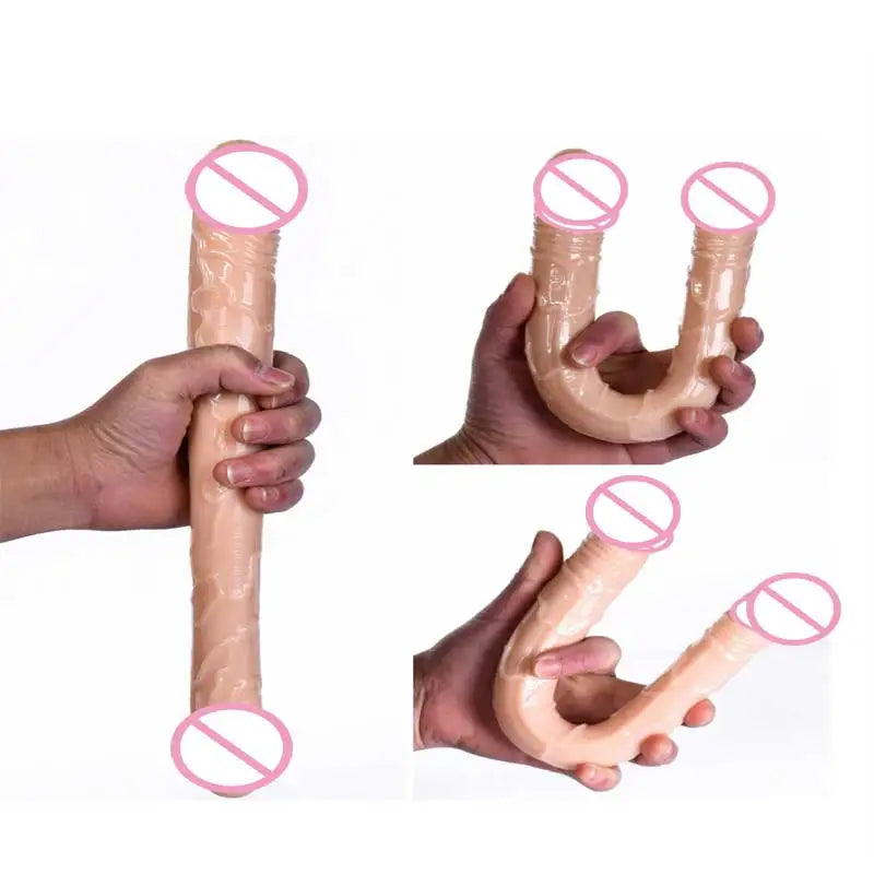 Double Head Dildo Big Penis Anal Plug Huge Vaginal Stimulator Sex Toys for Lesbian Couples Gay Realistic 44cm Dildo Long Jelly