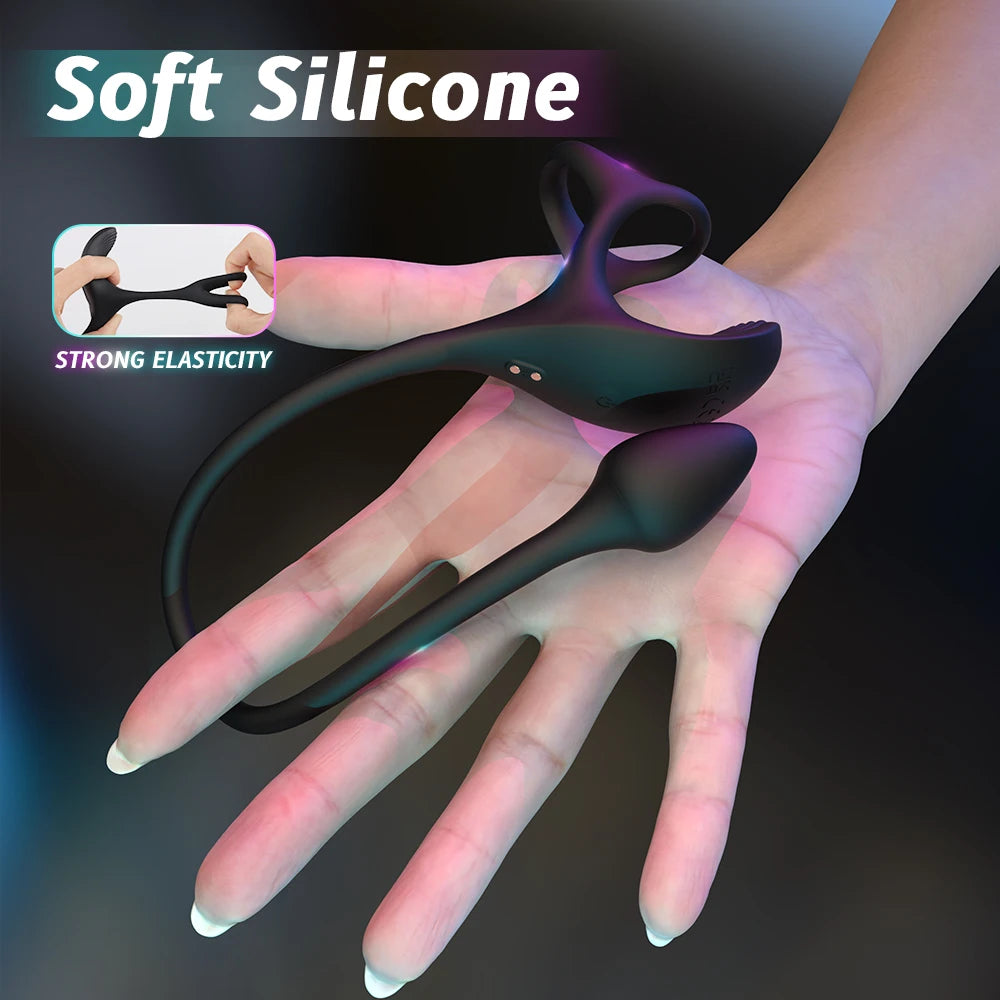 Sex Toy Prostate Massager Vibrator with Vibrating Cock Ring Taint Stimulator Anal Butt Plug Dildo Adult Sex Toys for Men Gay