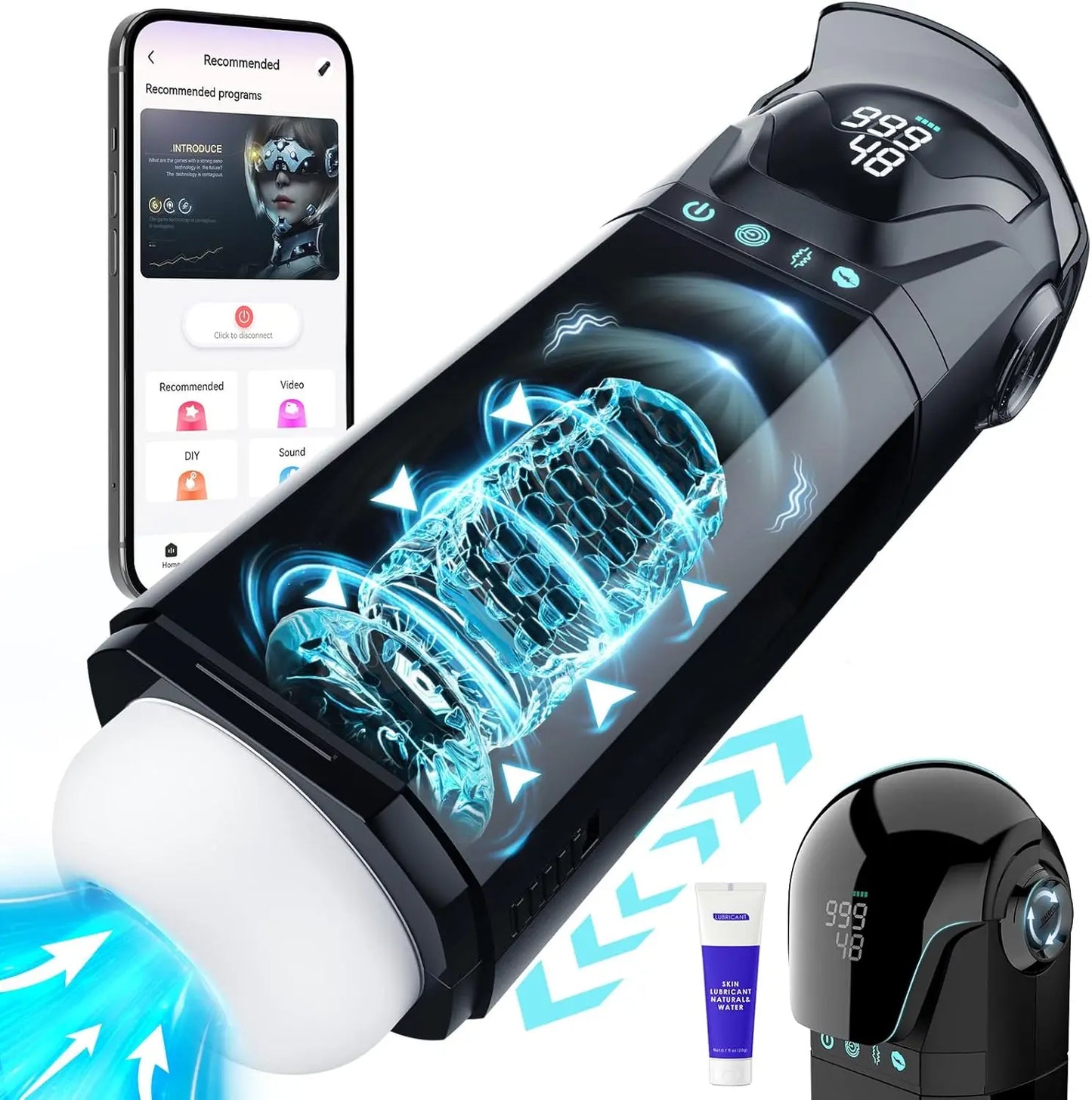 Male Masturbator Mens Sex Toys - Penis Pump Sex Toy for Men, APP Control Adult Toys Pocket Pussy 3D Male Stroker, Visual Blowjob
