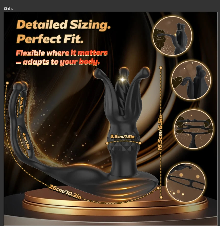 Thrusting Dildo Male Prostate Massager Butt Plug Anal Vibrator Expander with Dual Cock Rings Sex Toy for Men Gay Adult Pleasure