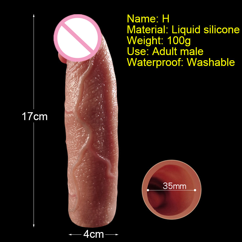 Male Penis Sleeve Sex toys Cock Extender Reusable Condoms Delay Ejaculation Penis Enlargement Silicone Sex Toy For Men Sex Shop