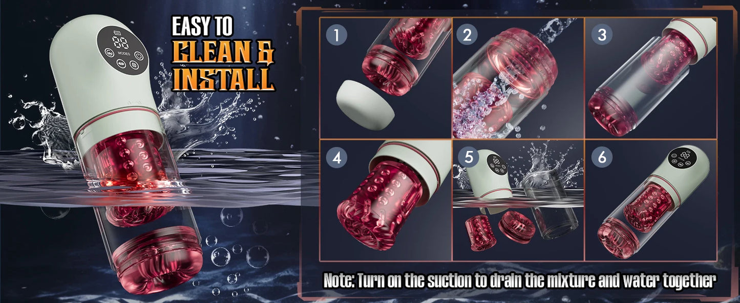 Automatic Male Masturbator Penis Pump Adult Sex Toy for Men Pocket Pussy with 7 Sucking and Thrusting Rotating Licking Stroker